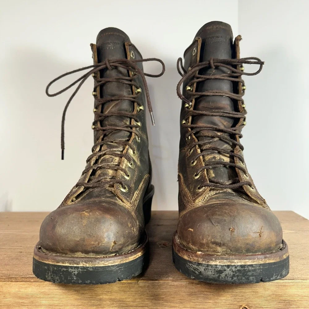 Chippewa Mens Logger Boots 11.5 Waterproof Leather EH Forestry Work Chip A Tex